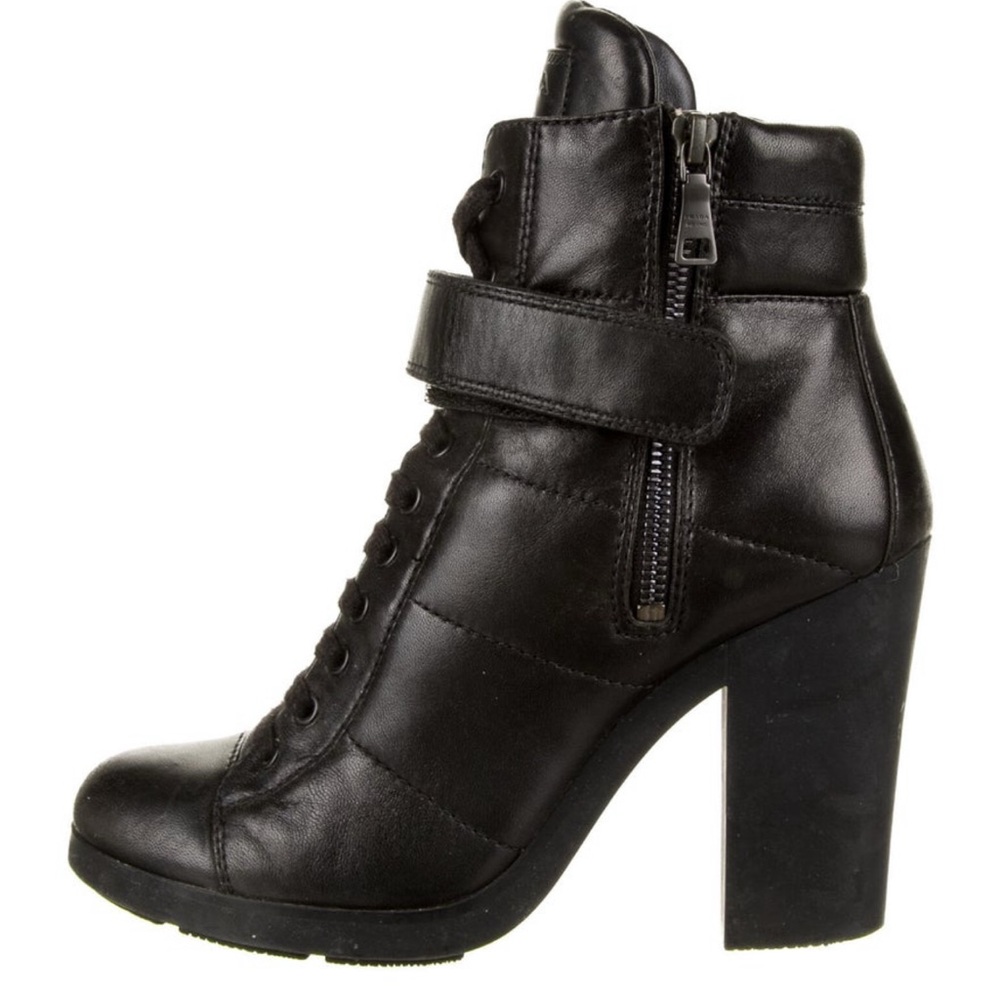 Prada Black Lace Up Boots with Rugged Soles - Picture 3 of 5